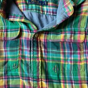 Polo by Ralph Lauren Green and Yellow Casual Button Down Shirt